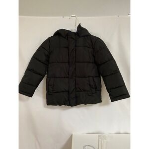 Faded Glory Puffer Jacket Hooded Winter Coat Quilted Black‎ Kids Size S 6-7